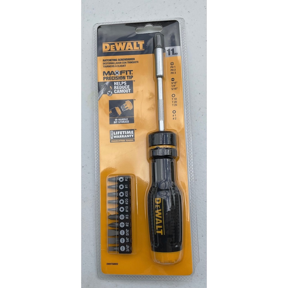 DeWalt DWHT68002 MaxFit 11 Piece Ratcheting Screwdriver Multi Bit Tool Set NEW